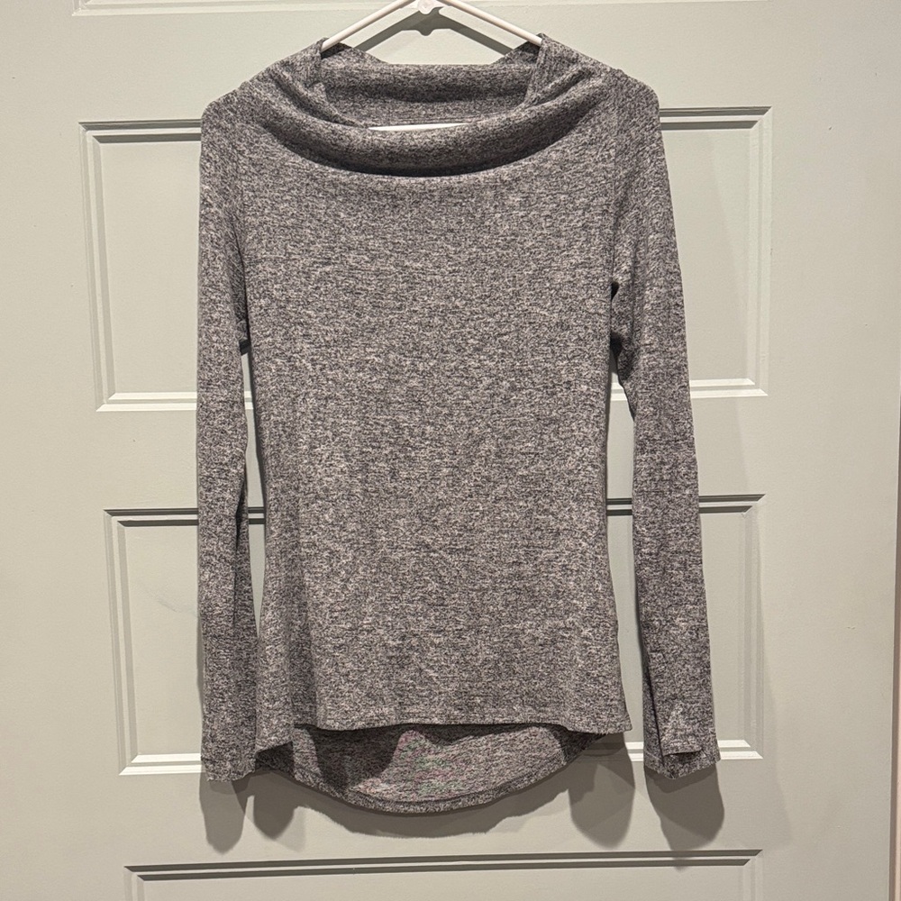 Athleta Heathered Gray Cowl Neck Sweater XXS